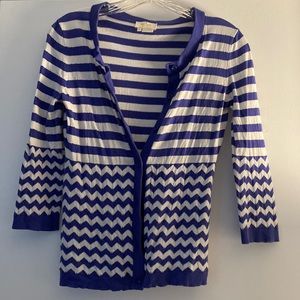 Kate Spade Purple and White Button Up 3/4 Sleeve Sweater